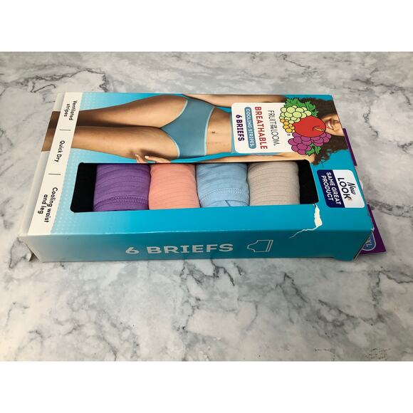 Fruit of the Loom Women's 3XL 6-Pack Breathable Cooling Stripe Briefs C9-2 - Picture 4 of 6